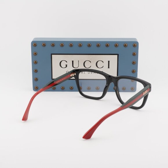Gucci GG1870O 005 Square Eyeglasses 56mm - Black/Green/Red - Picture 5 of 12